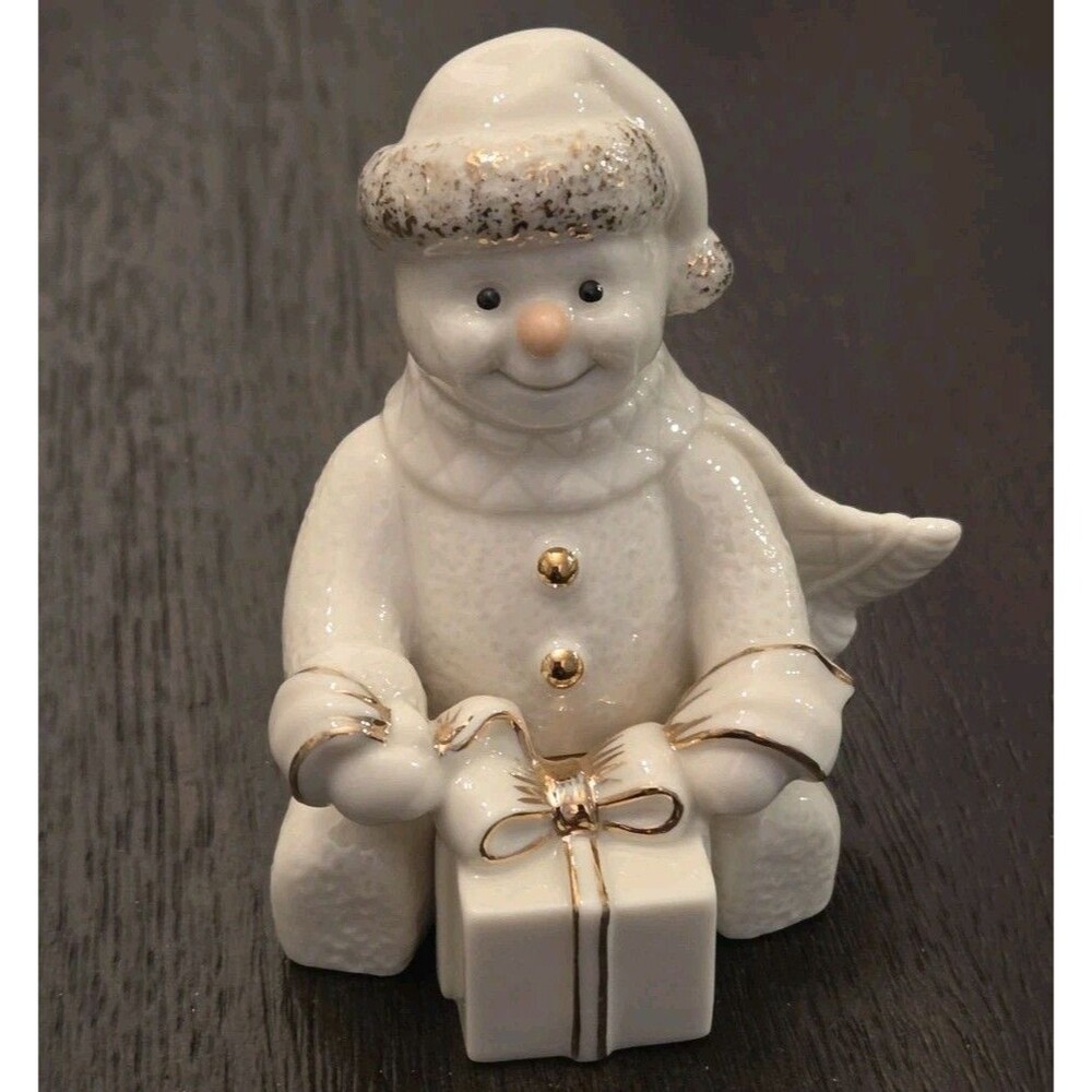 Lenox "Snowy Gift" porcelain snowman figurine,24-karat gold accents - Picture 12 of 12